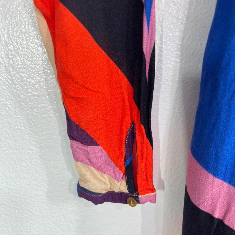 Farm Rio Graphic Heart Chevron Forest Maxi Dress Medium Long Sleeve Multicolor - Picture 8 of 12